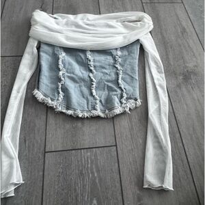 New pink mesh jean top new